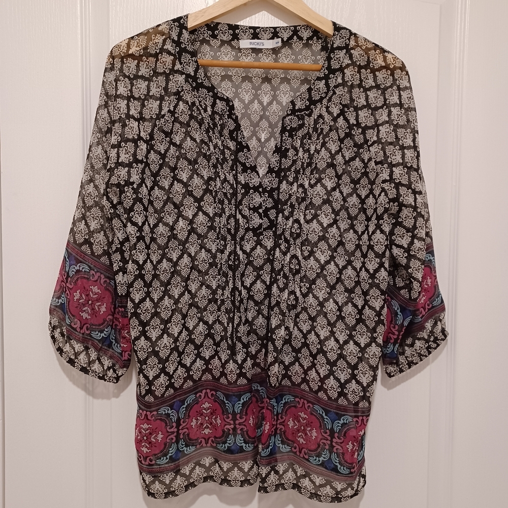 Ricki's Black and Pink Patterned Top